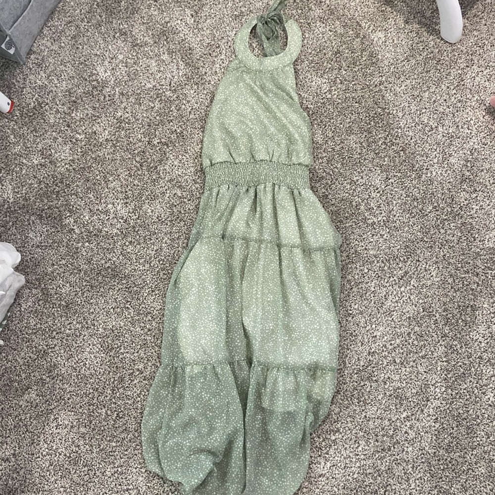 Green and white midi dress- worn once